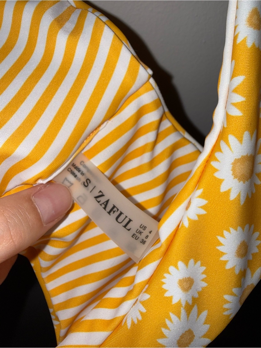 Zaful Yellow Daisy Tie-Front Bikini Set - Picture 6 of 6